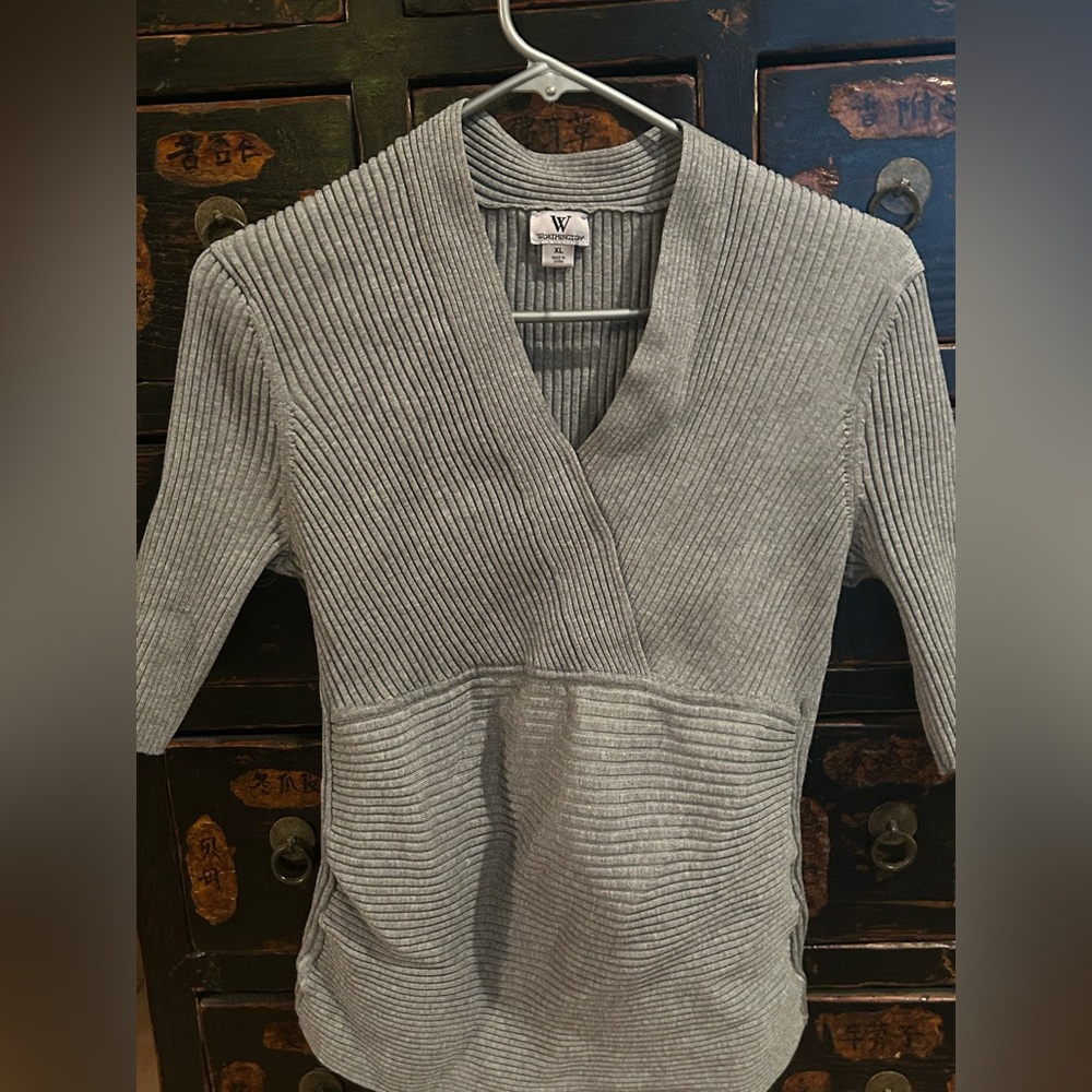 Worthington Light Gray V-Neck Sweater